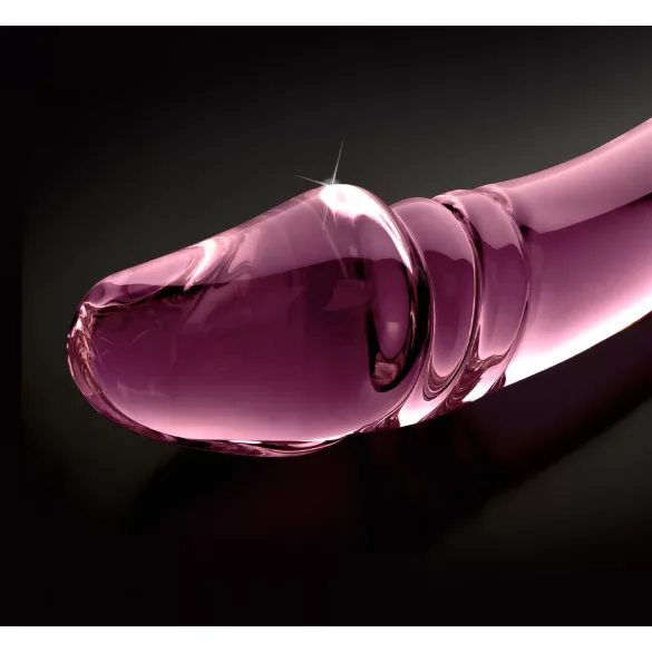Icicles No. 57 - stakleni dvostrani dildo u obliku penisa (roze)