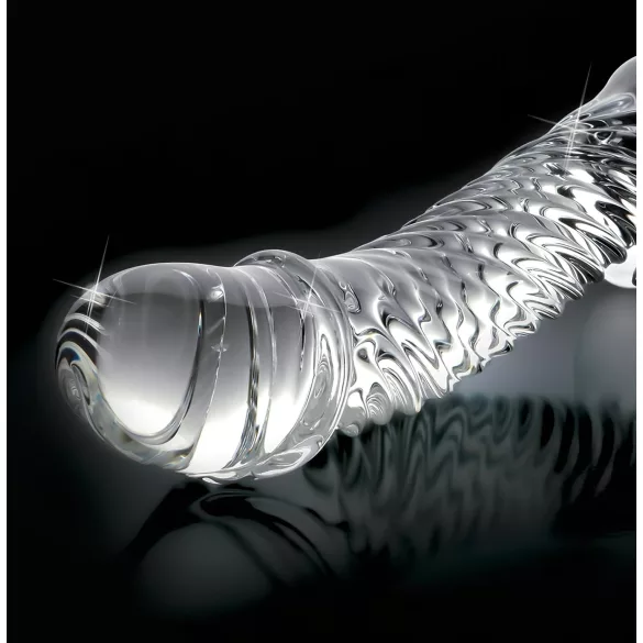 Icicles No. 61 - stakleni dildo sa testisima, u obliku penisa (prozirni)