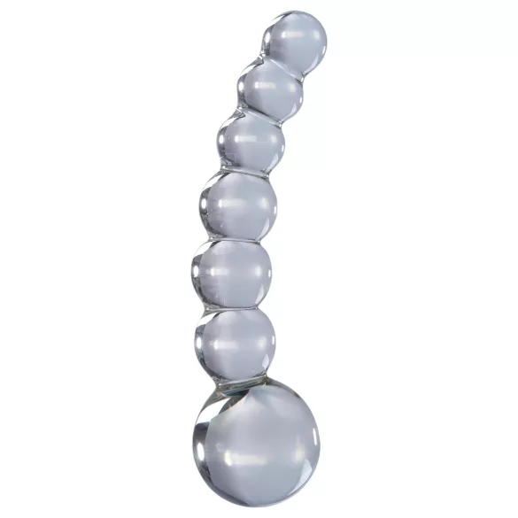 Icicles No. 66 - Zakrivljeni, kuglasti stakleni dildo (prozirni)
