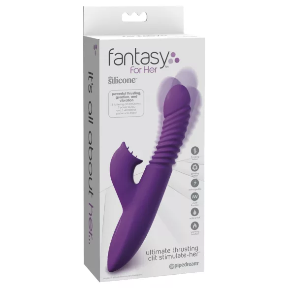 Fantasy For Her - 3 u 1 potiskujući vibrator sa funkcijom zagrevanja (ljubičasti)