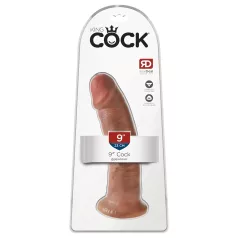   King Cock 9 - realistični dildo sa vakuumskom bazom (23cm) - tamno prirodna boja