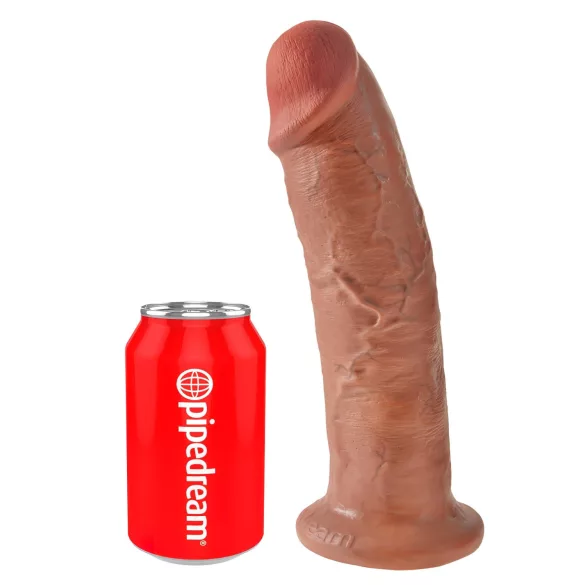 King Cock 10 - veliki dildo sa jakom vakuumskom čašom (25 cm) - tamna prirodna boja