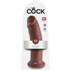   King Cock 10 - veliki dildo sa vakumskim postoljem (25cm) - smeđa