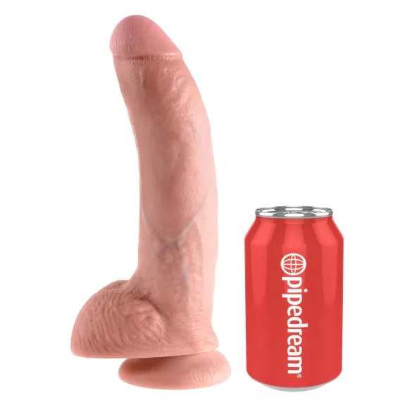 King Cock 9 - veliki dildo sa testisima i jakom vakuumskom čašicom (23 cm, prirodna boja)