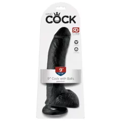 King Cock 9 - crni dildo sa testisima i vakumom (23cm)