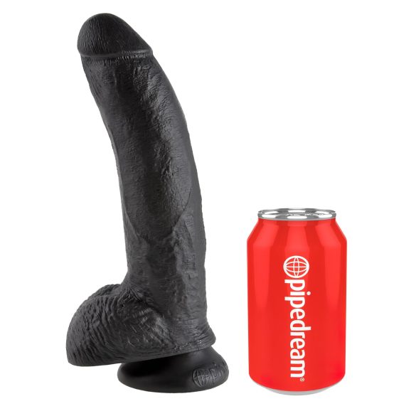 King Cock 9 - crni dildo sa testisima i vakumom (23cm)