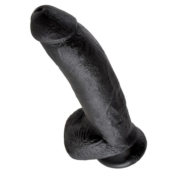 King Cock 9 - crni dildo sa testisima i vakumom (23cm)