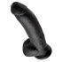 King Cock 9 - crni dildo sa testisima i vakumom (23cm)