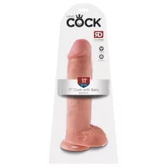   King Cock 11 - Dildo sa vakumskim postoljem i testisima (28cm) - prirodno