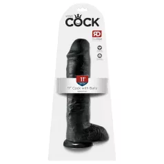   King Cock 11 - veliki dildo sa testisima i vakumskom bazom (28cm) - crni