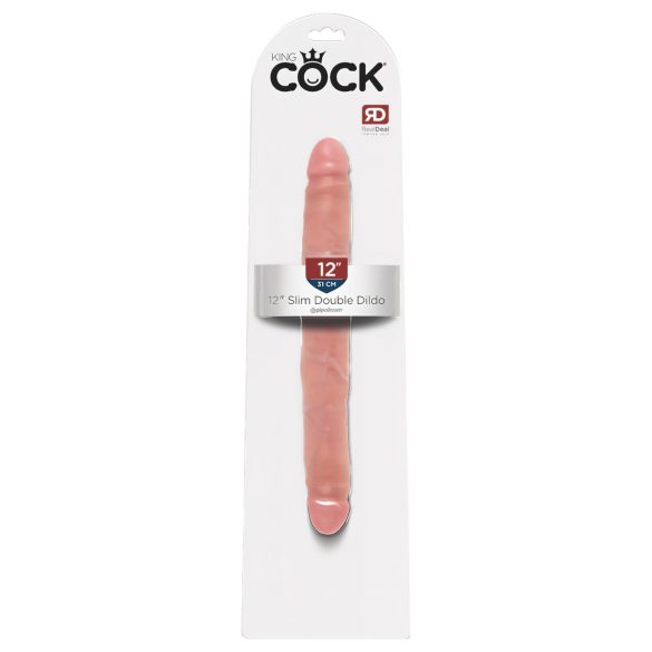 King Cock 12 Slim - realistični dvostruki dildo (31 cm) - prirodna boja