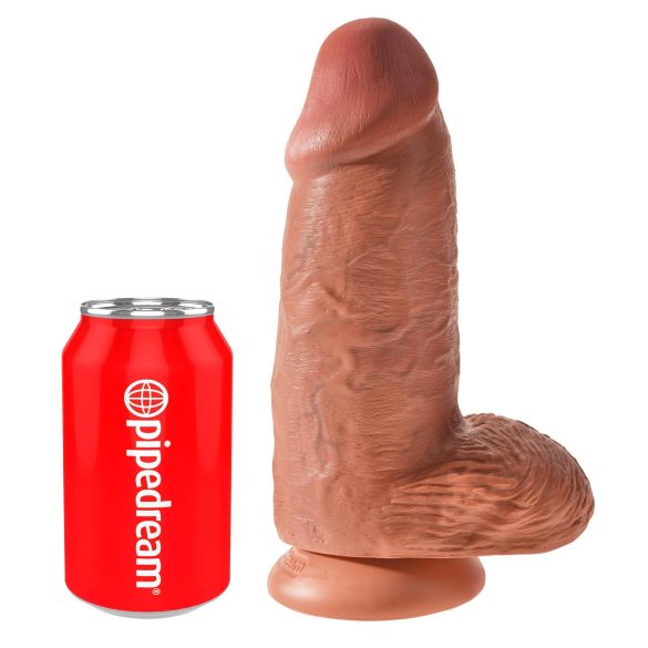 King Cock 9 Chubby - dildo sa prianjajućom bazom (23cm) - tamno prirodna boja