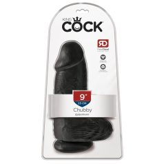   King Cock 9 Chubby - crni dildo sa testisima i vakumom (23cm)