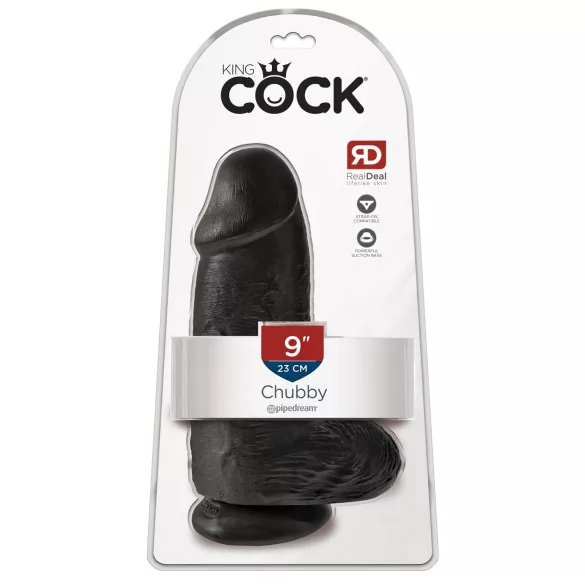 King Cock 9 Chubby - crni dildo sa testisima i vakumom (23cm)