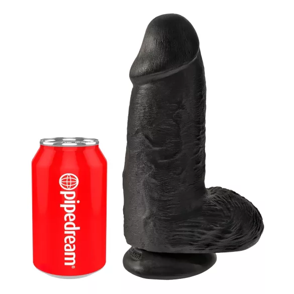 King Cock 9 Chubby - crni dildo sa testisima i vakumom (23cm)