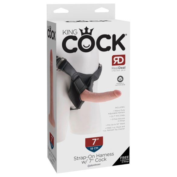 King Cock 7 - crni strap-on dildo s pojasom