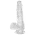 King Cock Clear 6 - mali dildo sa testisima i vakuumskom podlogom (15cm)