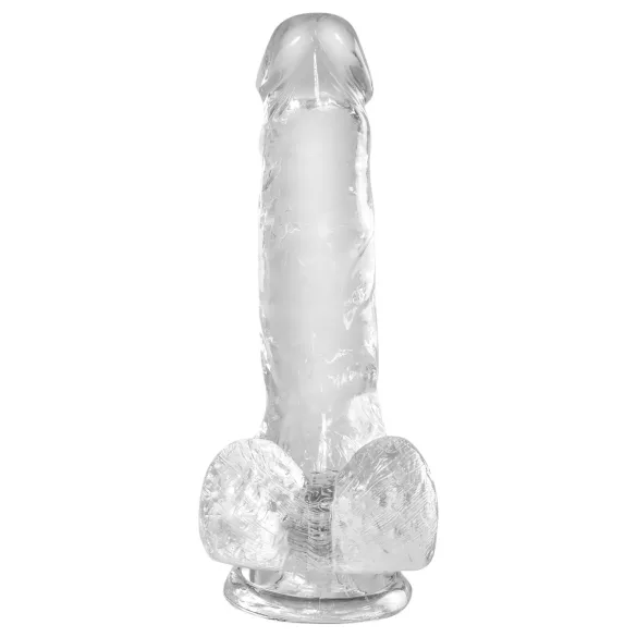 King Cock Clear 6 - mali dildo sa testisima i vakuumskom podlogom (15cm)