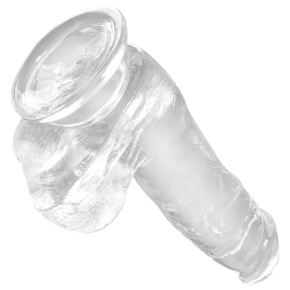King Cock Clear 6 - mali dildo sa testisima i vakuumskom podlogom (15cm)