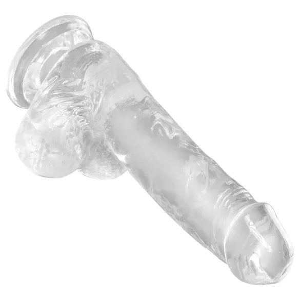 King Cock Clear 6 - mali dildo sa testisima i vakuumskom podlogom (15cm)