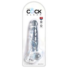   King Cock Clear 8 - dildо са вакуумским постољем и тестисима (20cm)