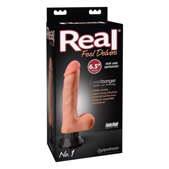 Real Feel Deluxe No.1 - herézni, realistichan vibrator (prirodna boja)