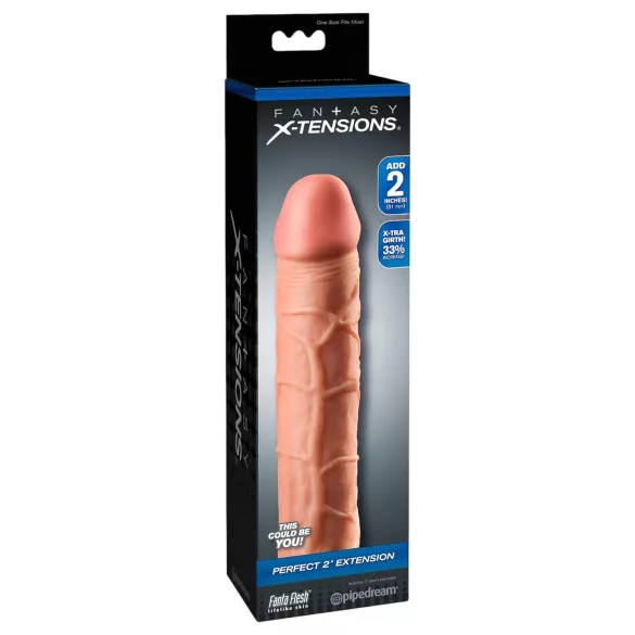 Pipedream - X-TENSION Perfect 2 - реалистична навлака за пенис (20,3 cm, природна боја)