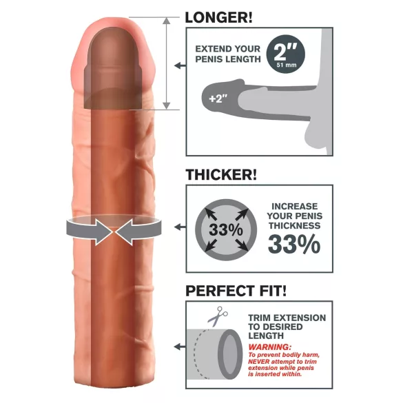 Pipedream - X-TENSION Perfect 2 - реалистична навлака за пенис (20,3 cm, природна боја)