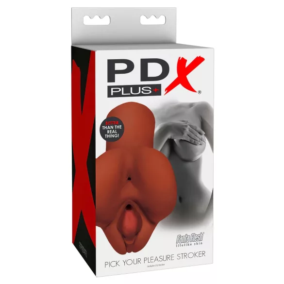 PDX Pick Your Pleasure - 2u1 realistični masturbator (braon)