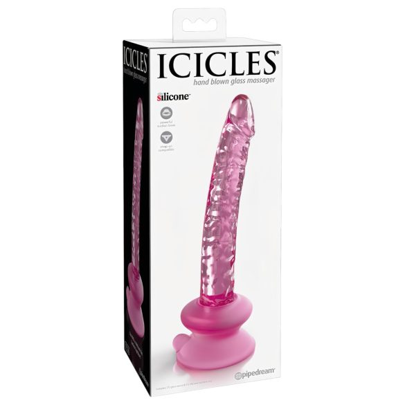 Icicles No. 86 - stakleni dildo oblik penisa (roze)
