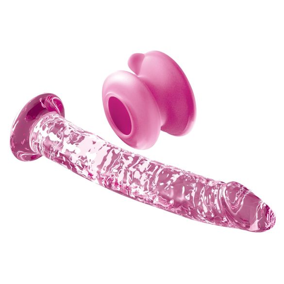 Icicles No. 86 - stakleni dildo oblik penisa (roze)