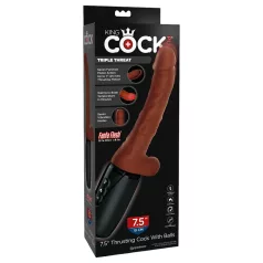 King Cock Plus 7.5 - vibrator sa testisima (braon)
