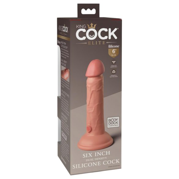 King Cock Elite 6 - sa vakumom, realističan dildo (15cm) - prirodna boja