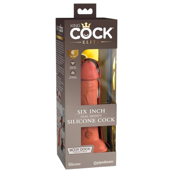 King Cock Elite 6 - vakuumska, realistična dildo (15cm) - tamno
