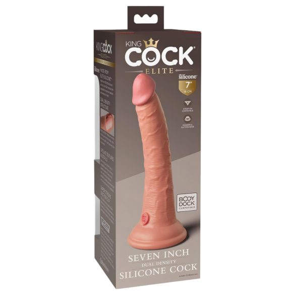 King Cock Elite 7 - realistični dildo sa vakuumskim postoljem (18 cm) - prirodna boja