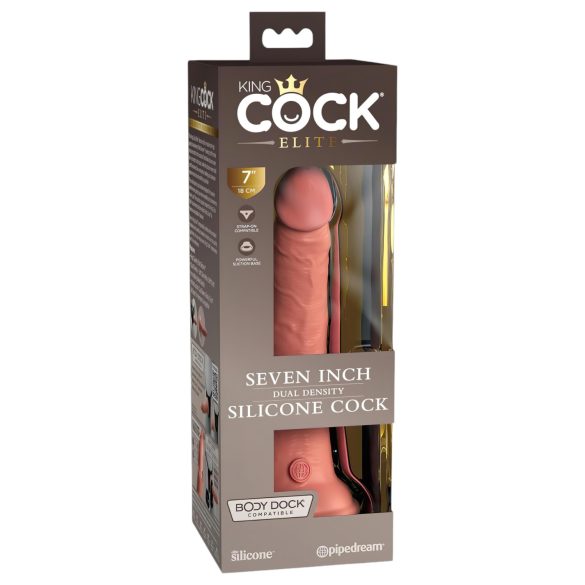 King Cock Elite 7 - realistični dildo sa vakuumskim postoljem (18 cm) - prirodna boja