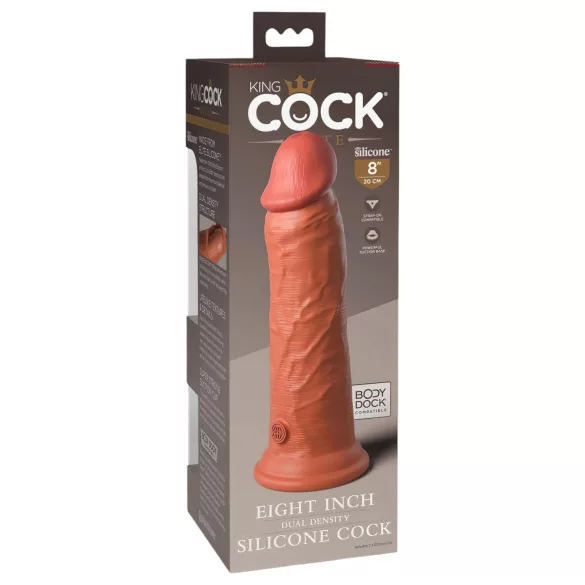 Kralj Kok Elite 8 - dildo sa vakum-cupom (20cm) - tamnija prirodna nijansa
