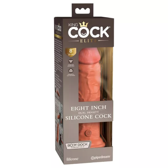 Kralj Kok Elite 8 - dildo sa vakum-cupom (20cm) - tamnija prirodna nijansa