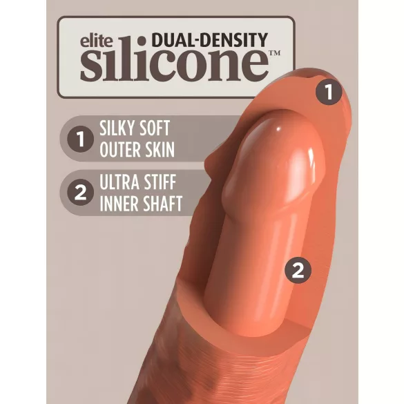 Kralj Kok Elite 8 - dildo sa vakum-cupom (20cm) - tamnija prirodna nijansa