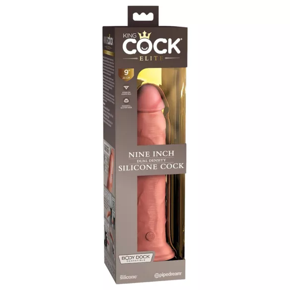 King Cock Elite 9 - sa vakumom, realistični dildo (23cm) - prirodna boja