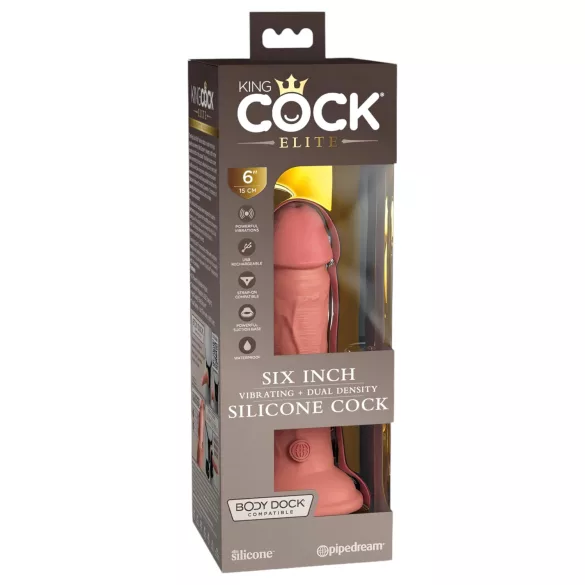 Kraljevski Kok Elite 6 - dildo sa vakuumskom podlogom (15cm) - prirodna boja