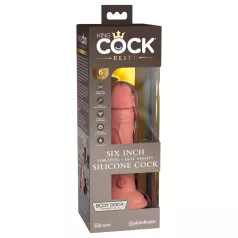  King Cock Elite 6 - Realistični vibrator 15cm (tamno prirodne boje)