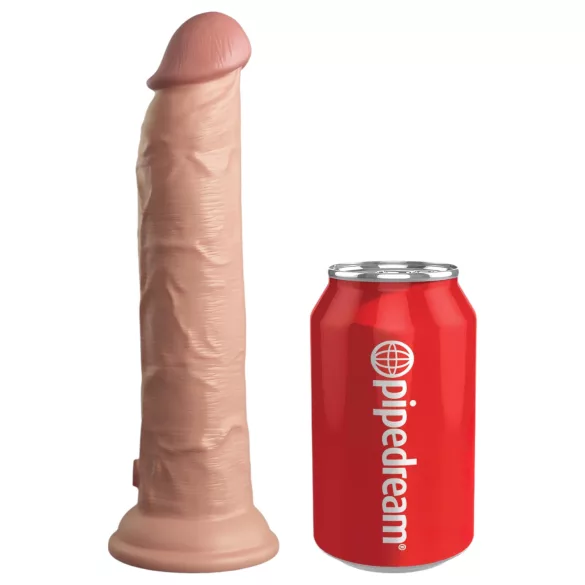King Cock Elite 9 - vibrirajući dildo sa prijanjajućom bazom 23cm - prirodna boja