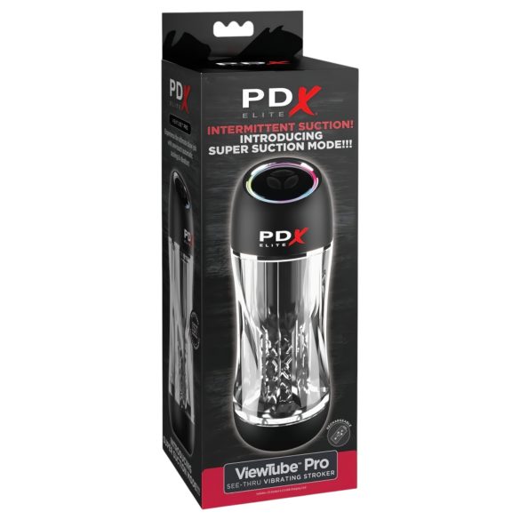 PDX ViewTube Pro - usisno-vibrirajući masturbator (crni)