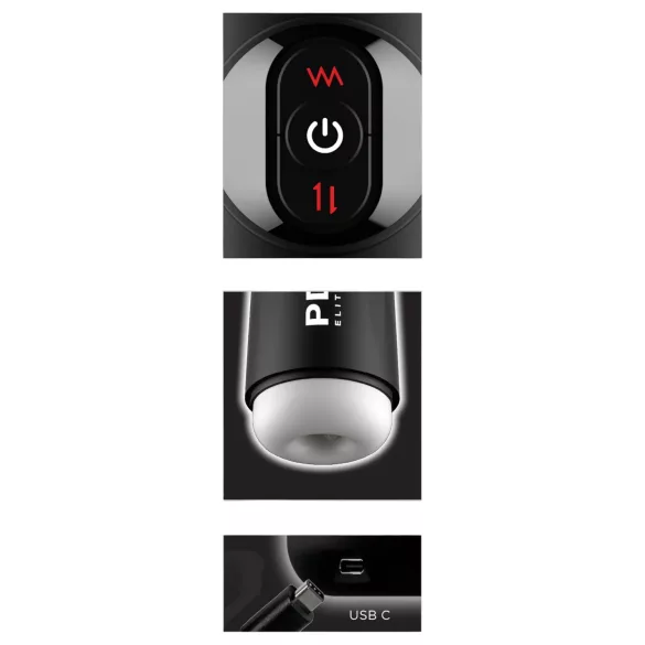 PDX Elite Moto Milker - potisno-vibracioni masturbator (crni)