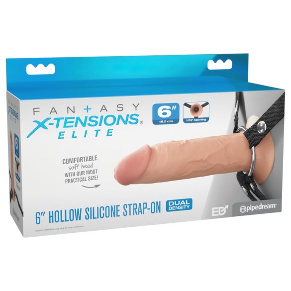 X-TENSION Elite - šuplji privezani dildo (prirodni)