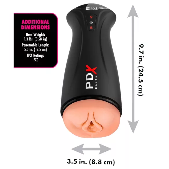 PDX Elite - usisni, vibracioni masturbator (crni)