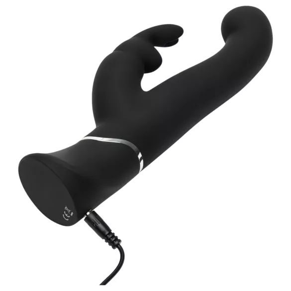 Happyrabbit G-tačka - punjivi vibrator sa klitoralnim nastavkom (crni)