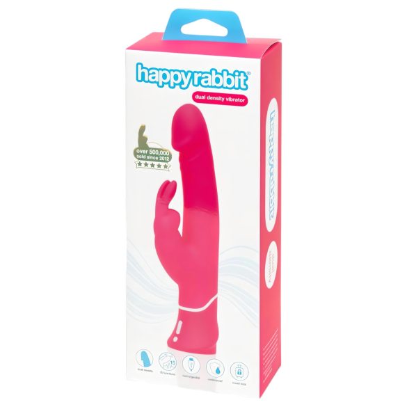 Happyrabbit Dual Density - vodootporni vibrator sa stimulatorom klitorisa (roze)
