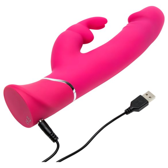 Happyrabbit Dual Density - vodootporni vibrator sa stimulatorom klitorisa (roze)